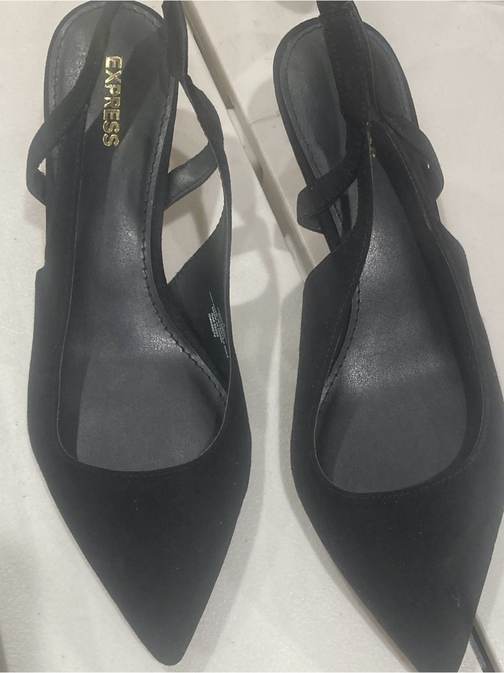 Express Black Pointed-Toe Slingback Pumps